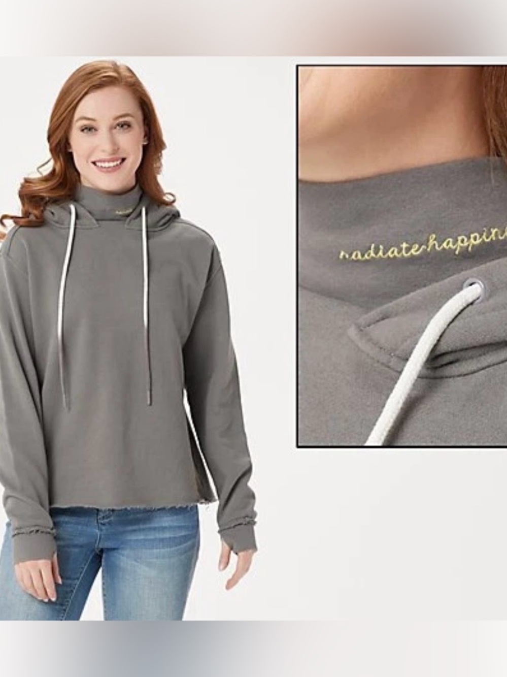 Peace Love World Radiate Happiness Mock Neck Hoodie Size XL